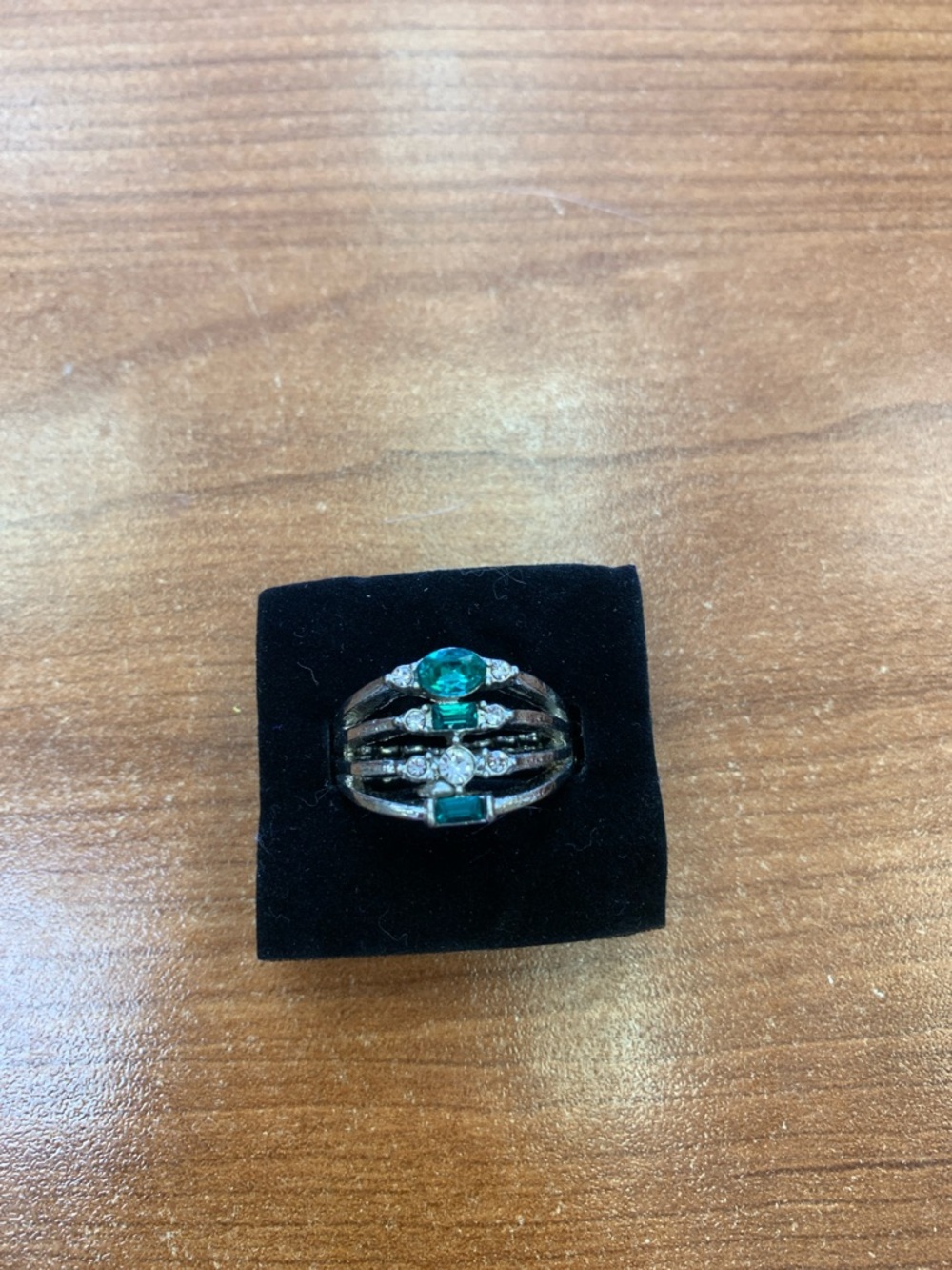 paparazzi Emerald and Clear Multi-Row Statement Ring